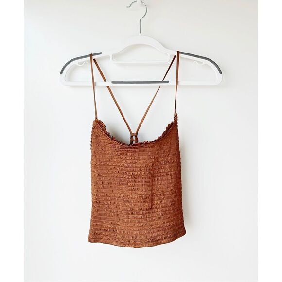 FREE PEOPLE Right On Cropped Cami Tank in Rust - Picture 2 of 3